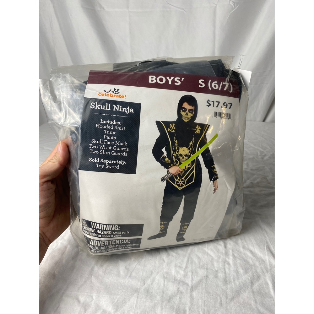 Celebrate Skull Ninja Costume Boys' Size‎ Small 6/7 Halloween